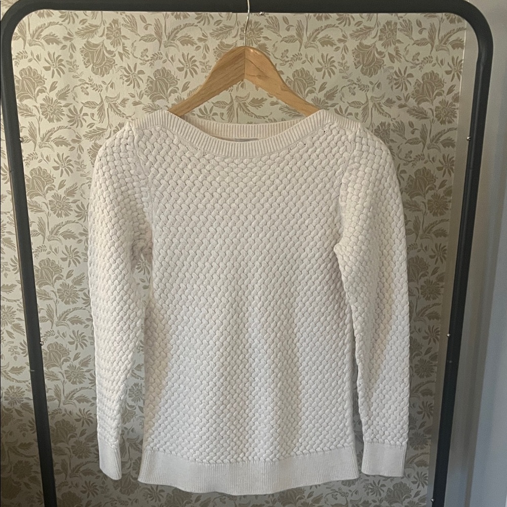 L.L. Bean Cream Textured Crewneck Sweater